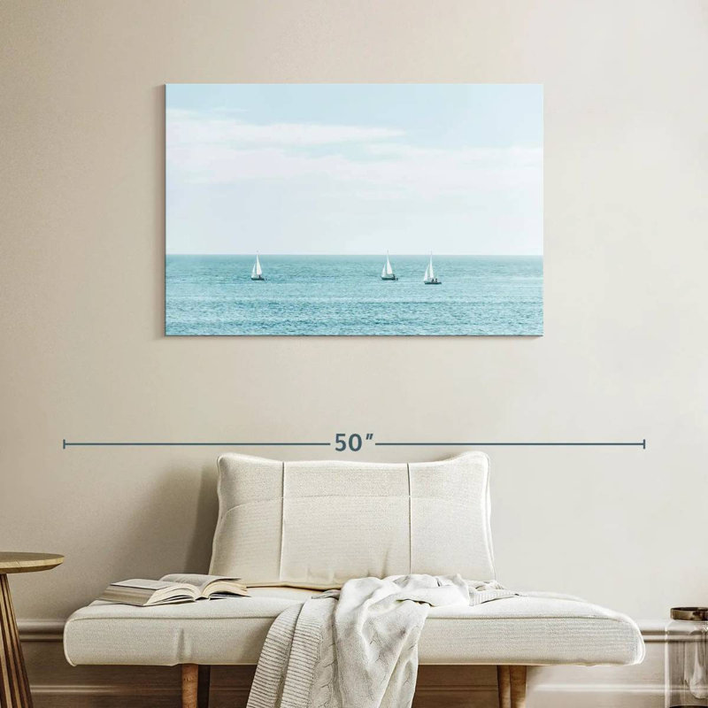 Distant Three Sailboats, 26" H x 39" W
