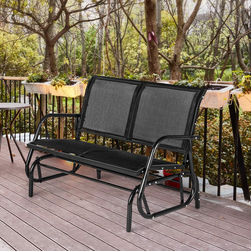 Suncrown Metal Patio Glider Loveseat SOLAURA 2-Person Outdoor