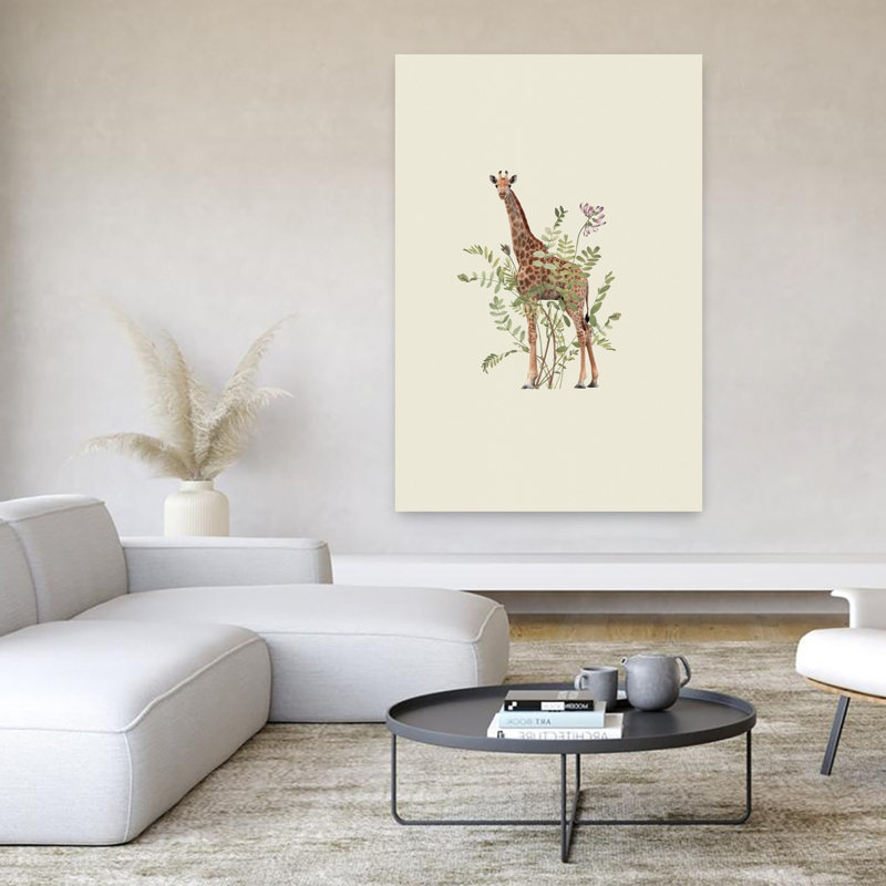 Floral giraffe Minimalist Abstract Giraffe Forest Landscape Wall Art Print, 45.72cm H x 30.48cm W