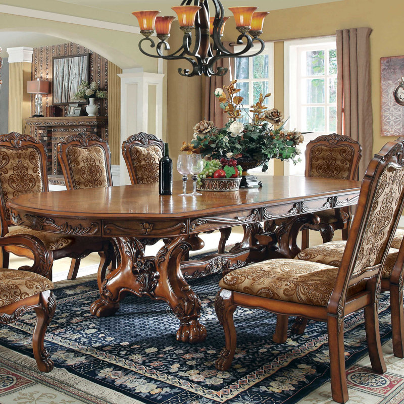 Evangeline Extendable Oval Solid Wood Base Dining Table
