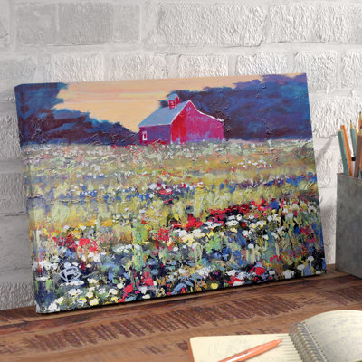 " Red Barn And Flowers " by Kip Decker