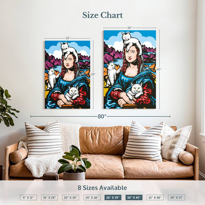 Ketti Mona Lisa avec chats, H 39 po x l 26 po