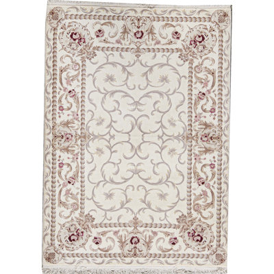 Hand-Knotted High-Quality Ivory Area Rug