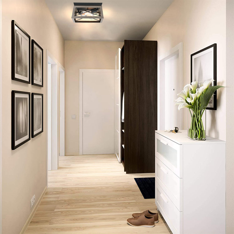 2-Light Flush Mount with Barnwood Accents, Gray Oak