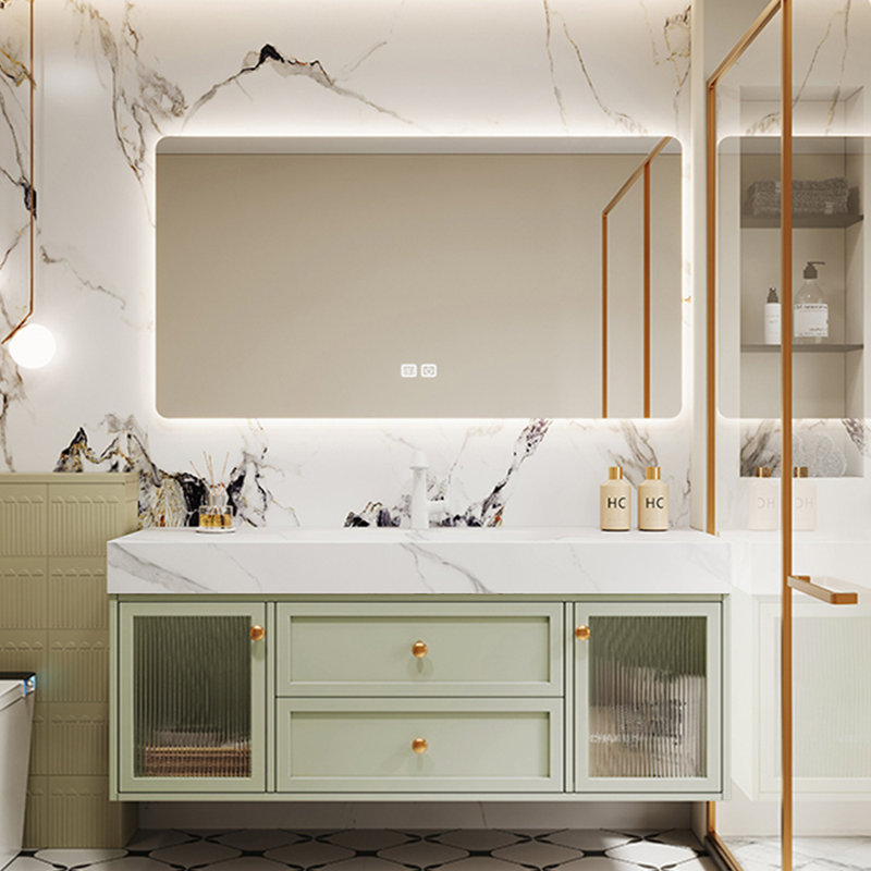 Nordic style fashion simple bathroom cabinet, 21.7" H x 51.2" W x 21.7" D, Light Green
