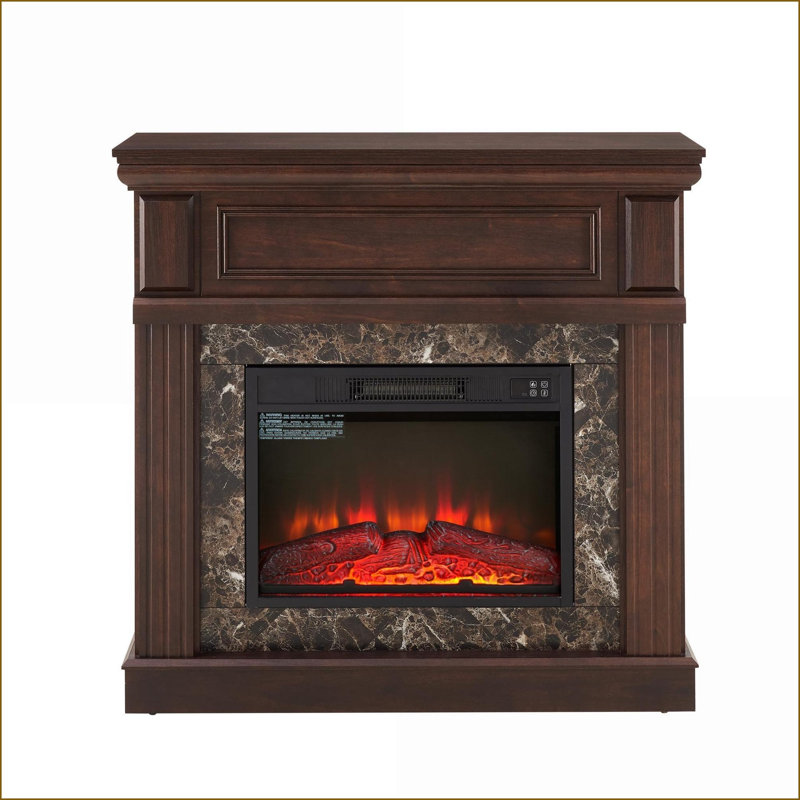Foyer électrique avec manteau de cheminée, insert de style classique 23 po, flamme réglable, télécommande | Cerise | Panneau de fibres à densité moyenne