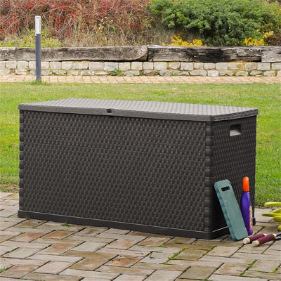 Brayden Studio Aili 120cm W 420L Polypropylene Lockable Deck Box in Anthracite