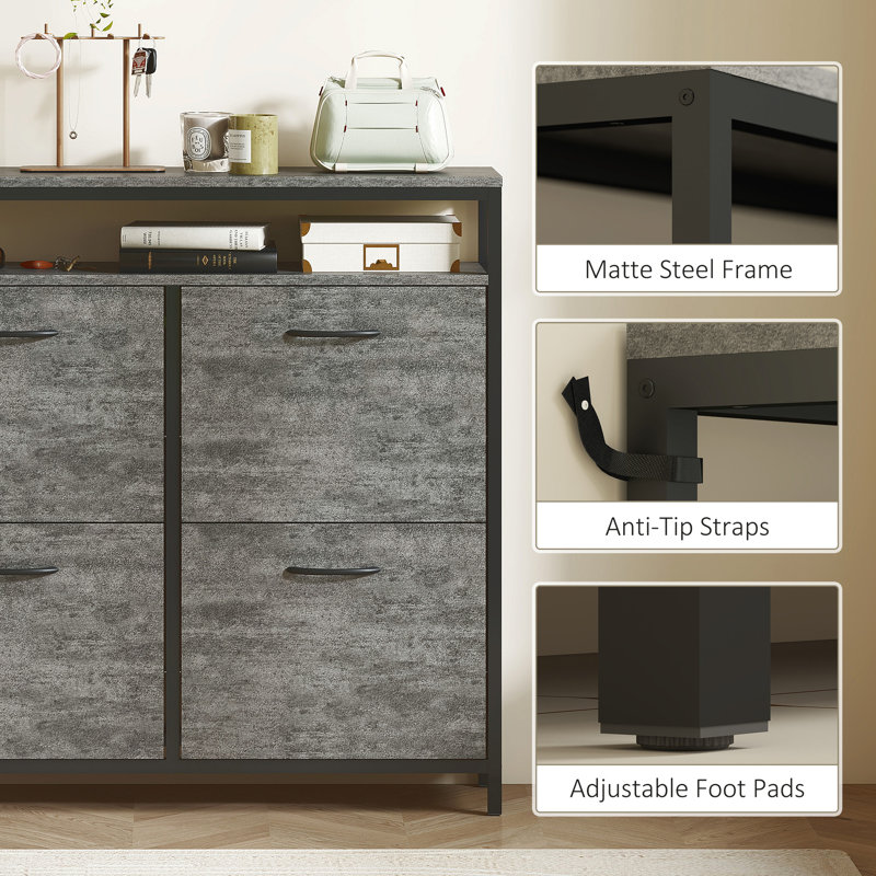 20 Pair Shoe Storage Cabinet, Cement Grey