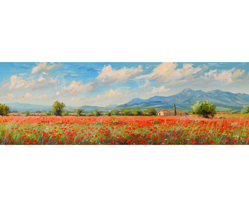 «Red Field» - Toile encadrée beige pour une décoration intérieure élégante