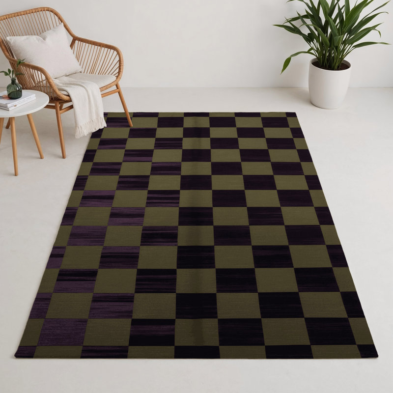 Tapis intérieur / extérieur mauve à carreaux, Rectangulaire 3 pi x 5 pi