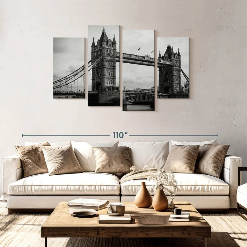 Lilie Tower Bridge In Monochrome, 48'' H x 75'' W