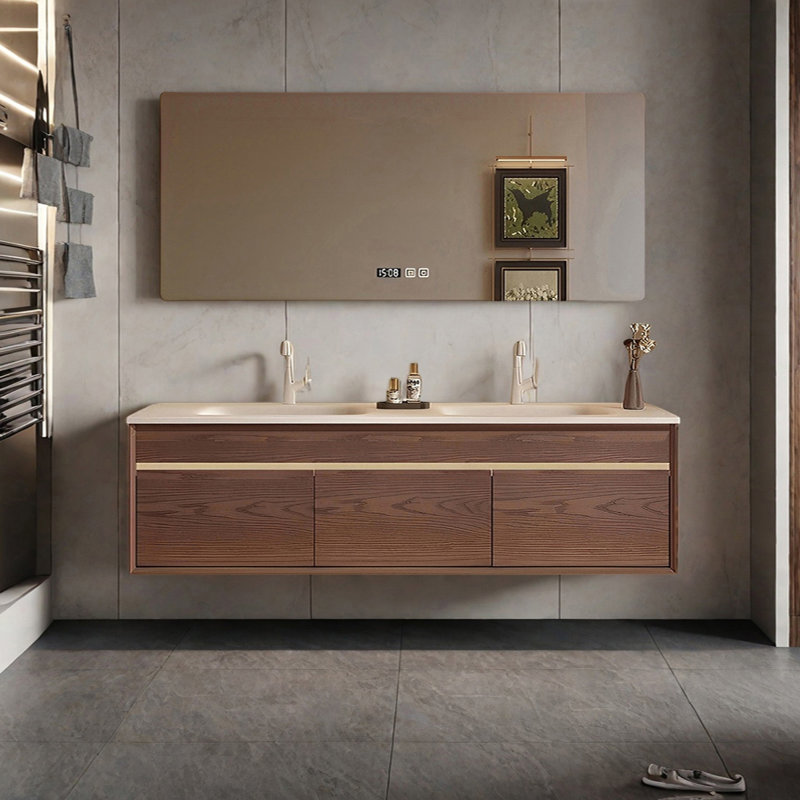 Armoire de salle de bain de style roche moyen, 63"
