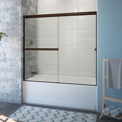 Lete 52"" W x 55"" H Bypass Semi-Frameless Tub Door -  Arizona Shower Door, LETE56X553AOBRN