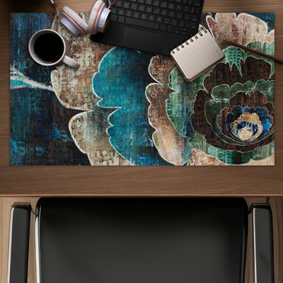 Blue Flower Montage - Vintage Floral Gaming Mat for Home Decor