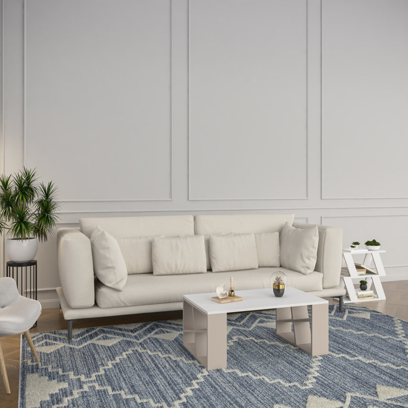 Yareli Single Coffee Table, White/Light Mocha