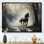 «Gray Horse Misty Morning Canter I», art mural encadré