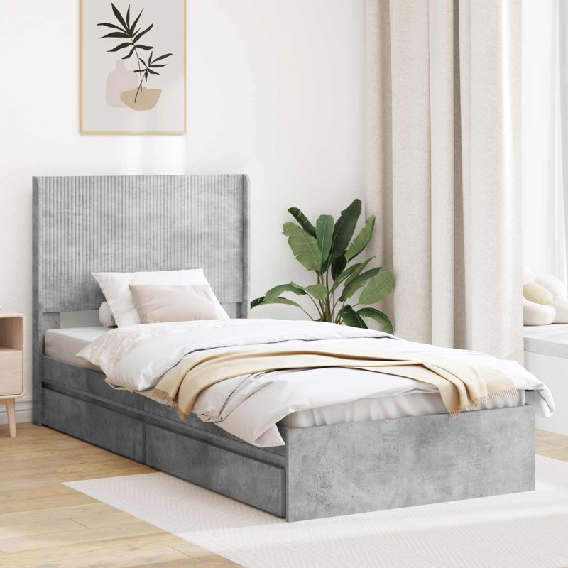 Bed Frame, Double (4'6), Concrete Grey