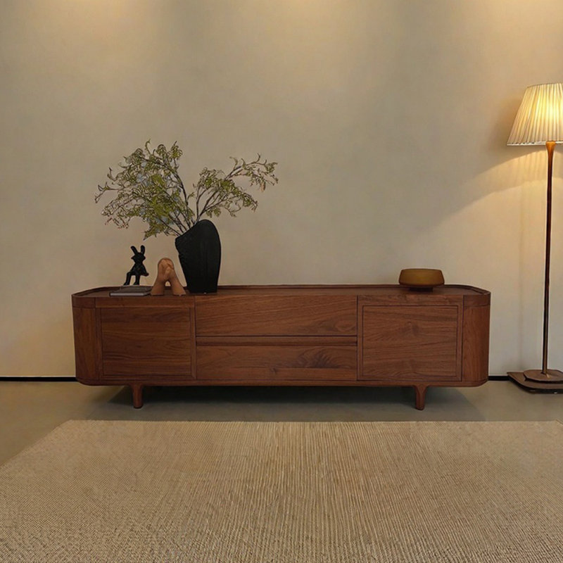 Meuble télé en bois de noyer noir, 94.49"