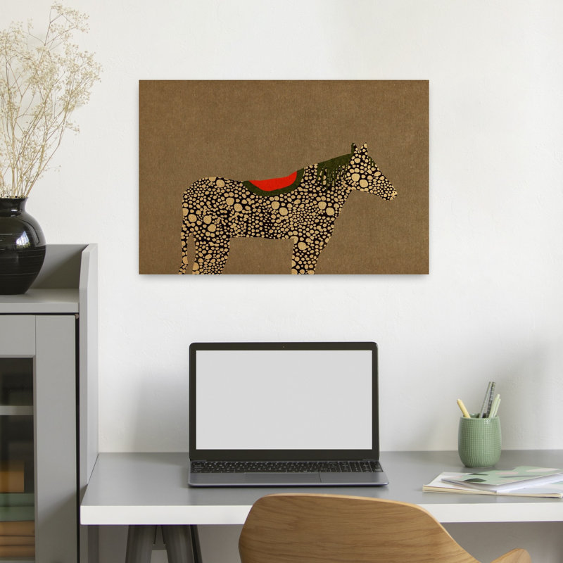 Whimsical Spotted Horse Abstract Modern Whimsical Horse Wall Art Print, 16" H x 24" W