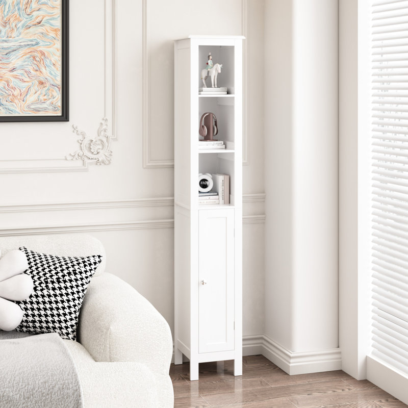 66.92" Tall Bathroom Storage Cabinet With Adjustable Shelves - Slim 1 Door Freestanding For Home, Bathroom, Kitchen, Living Room White