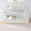 Lits simples superposés avec lit gigogne simple et fonction de rangement d'escalier de couleur blanche