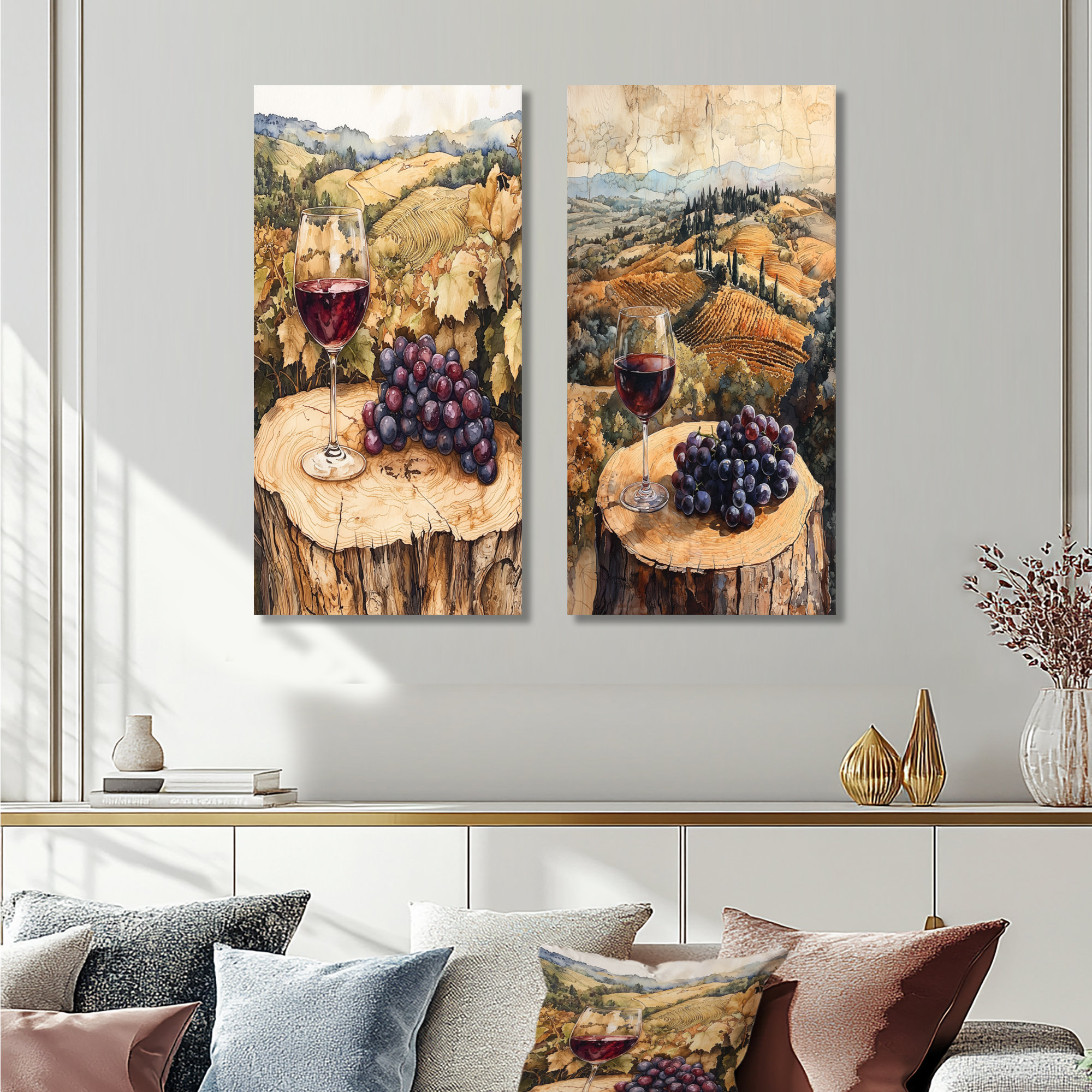 Millwood Pines Vineyard With Glass Of Wine And Grape In Provence I ...
