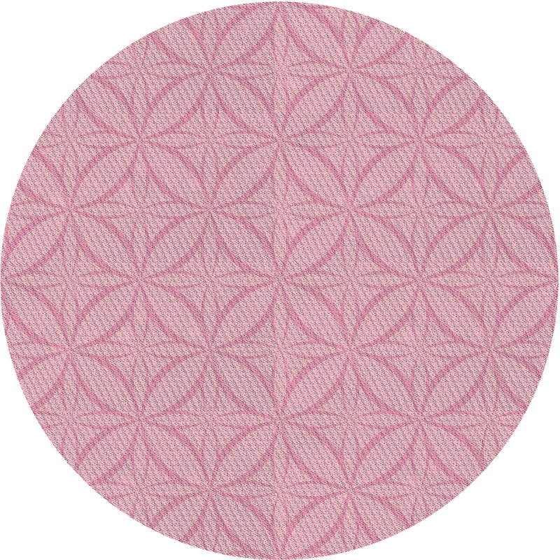 Tapis rose tissé à la machine, Rond 3 pi