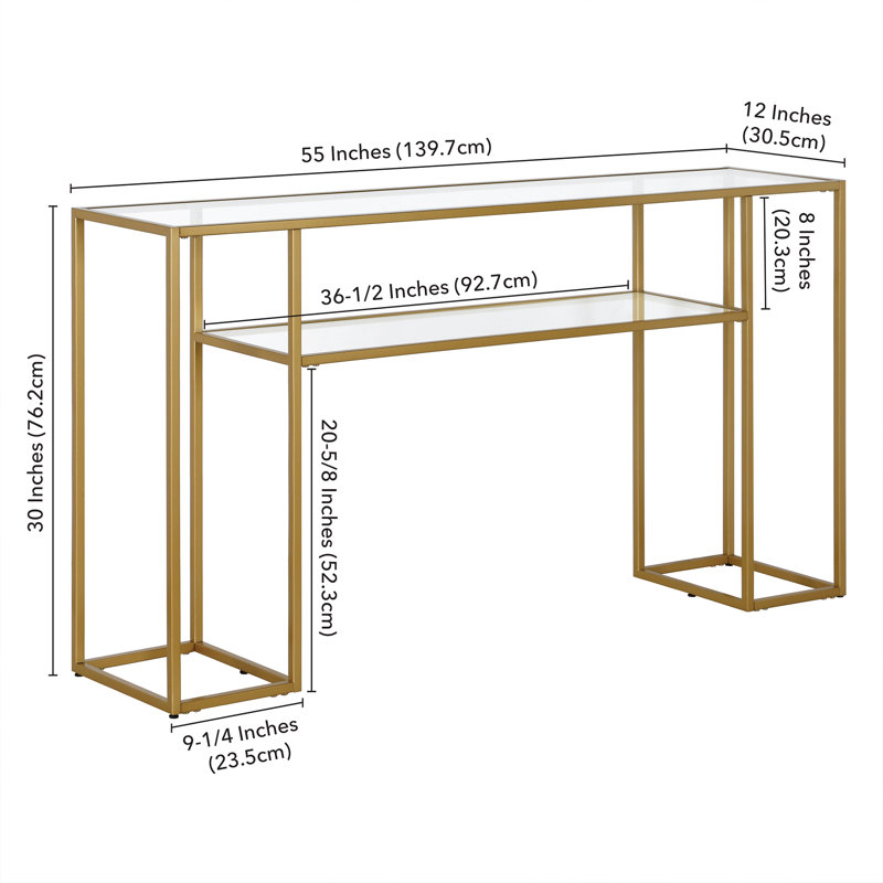 139.7cm Glass Top Console Table, Gold