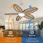 Ventilateur de plafond à feuilles tropicales 62 pouces avec lumière DEL et télécommande, moteur à courant continu à 6 vitesses et 3 tiges verticales-133709798