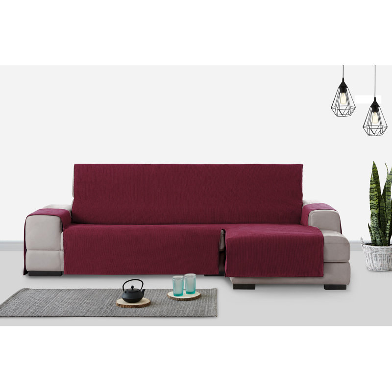 Birbal Box Cushion Chaise Lounge Slipcover, Red, 220cm H x 240cm W x 3cm D