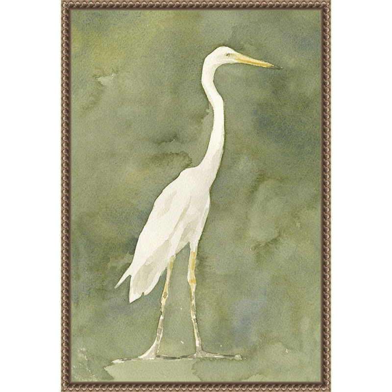 «Emerald Heron I» par Emma Caroline, reproduction d'art sur toile encadrée, H 23 po x l 16 po