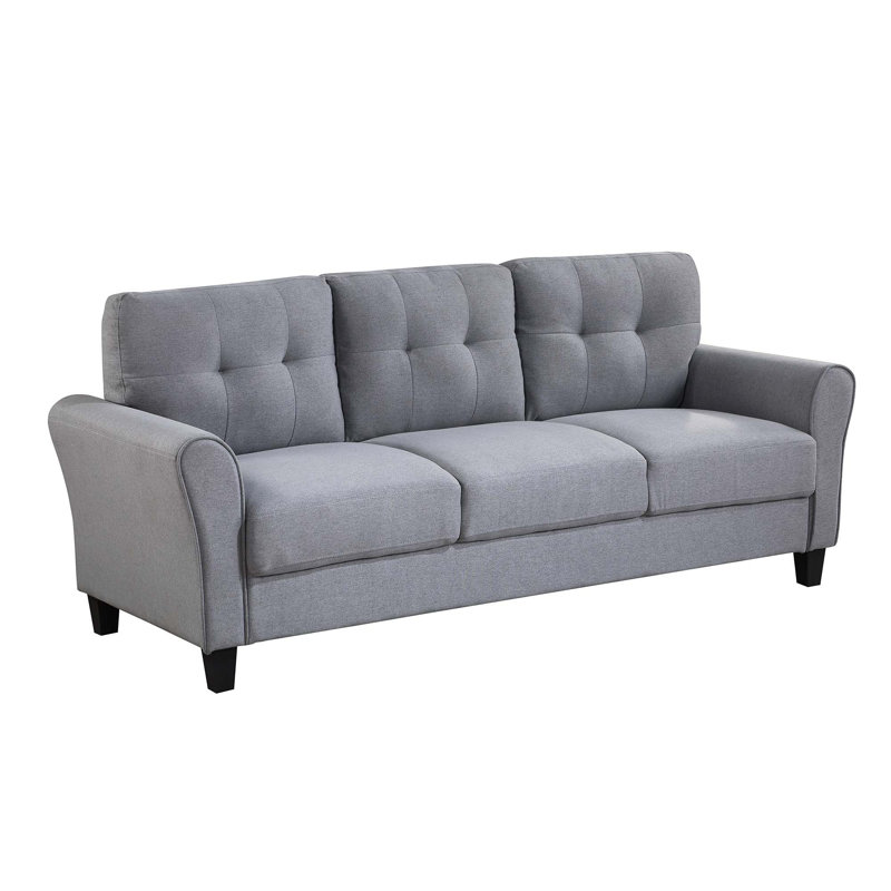 Canapé rembourré 79,9 po Nanshi, Tissu gris clair / bleu