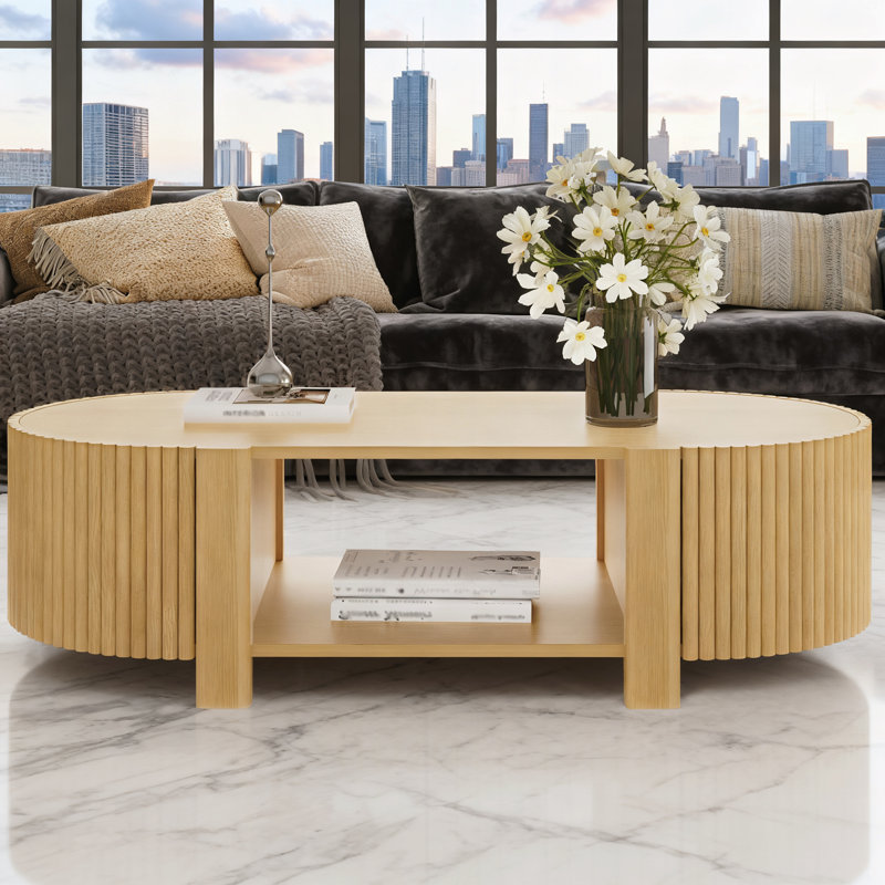 Table basse avec rangement pour le salon, Naturel