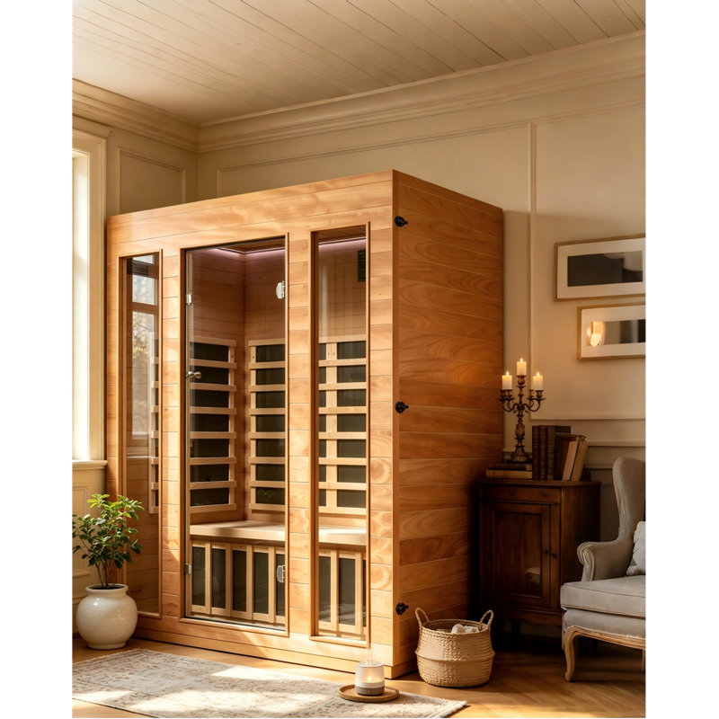 Hongyuan 3 Person Indoor Bluetooth 7 of Low EMF Heaters FAR Infrared Sauna In Okoume & Hemlock Wood, FAR Infrared