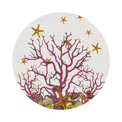 Coral Reef Vegan Leather Round Pebble Placemat