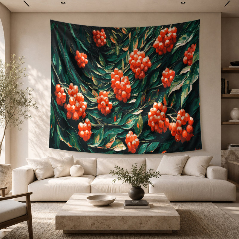 Tapisserie murale «Fruit Buffalo Berry», 68 po x 80 po