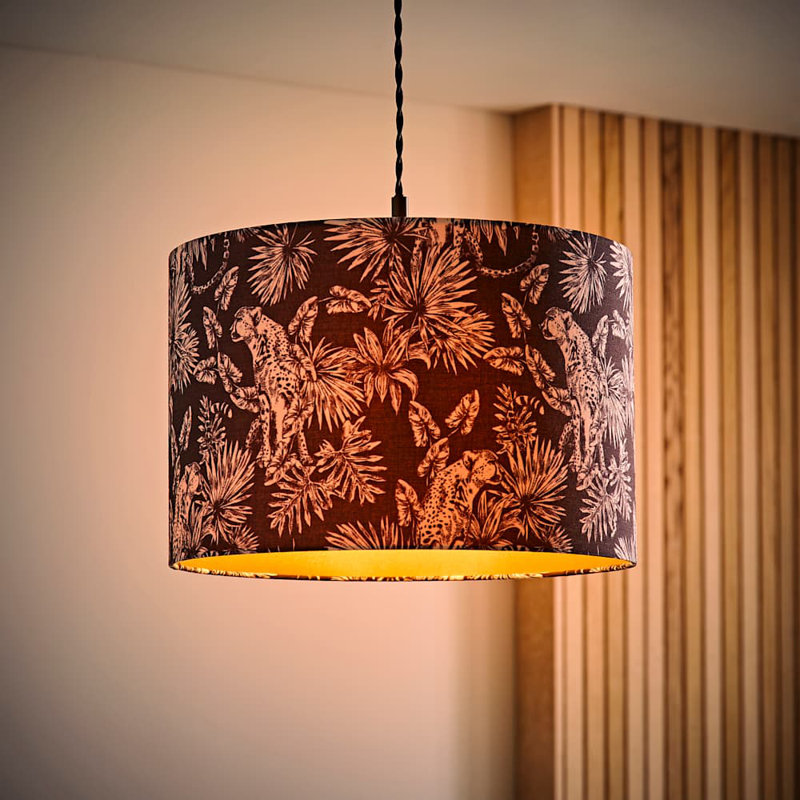 Leila 23.5cm H Linen Blend Drum Lamp Shade ( Slip-On ) in Black