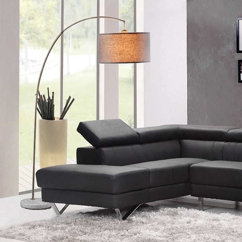 86" Tall Metal Floor Arc Lamp, White, Black