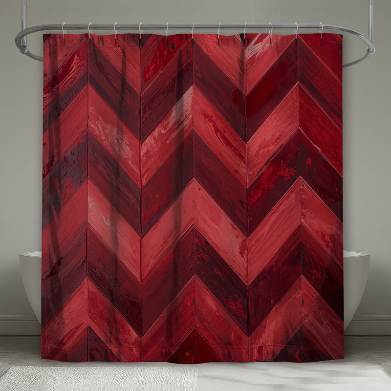 Rideaux de douche à chevrons rouges, L 70 po x H 84 po