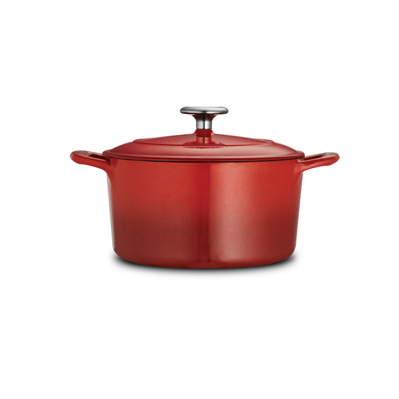 Cocotte ronde en fonte émaillée de couleur brune, Rouge gradué, 3,5 pte