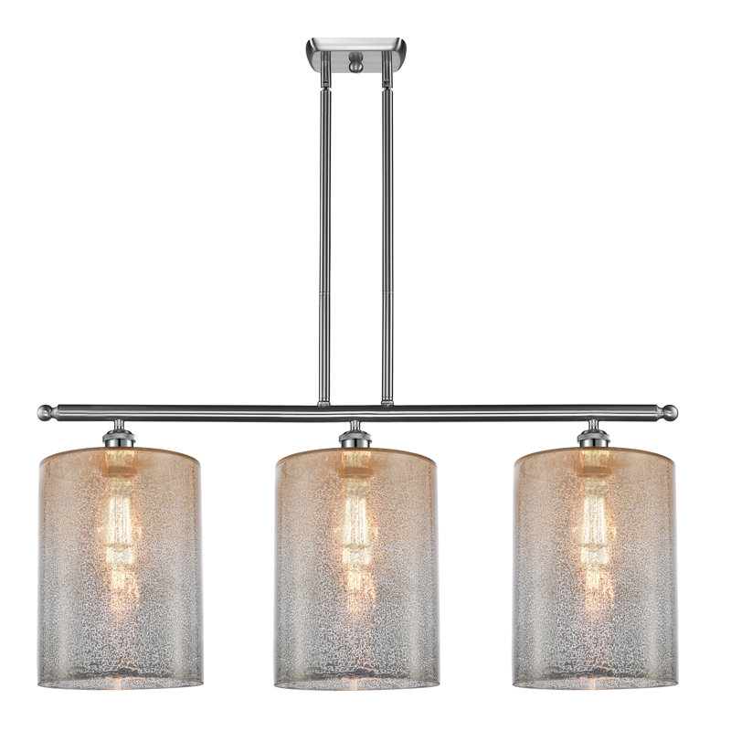 Luminaire suspendu tambour 3 lumières Dublin, Mercurisé, Nickel satiné brossé