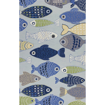 Tapis bleu et ivoire Petetia