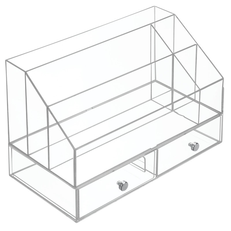 Clear Compact Acrylic Tiered Cosmetic Organizer with Drawers