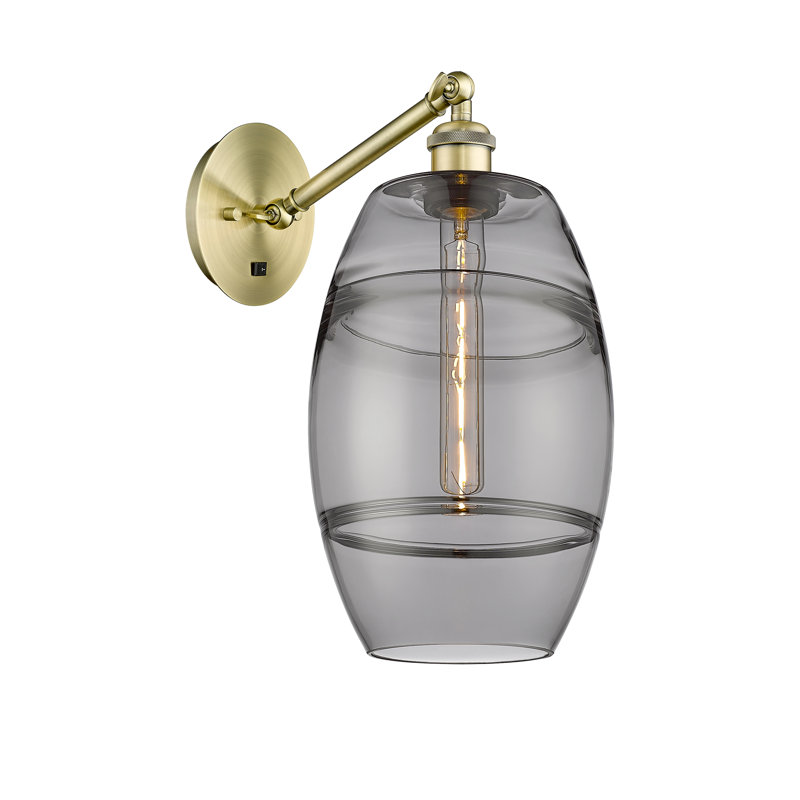 Dundrod Steel Armed Sconce, Light Smoke, Antique Brass