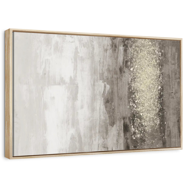 Pluie scintillante I, Cadre flottant en bois naturel, 46 po x 31 po