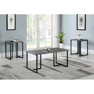 3 tables transitionnelles grises et noires - 3 tables d'appoint