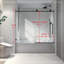 Une porte de douche fixe et une porte décalée sans cadre, de grandes poulies en acier inoxydable 304 de 70 mm avec fonction de fermeture en douceur réglable, avec nettoyage facile et protection anti-déflagrante-109553916