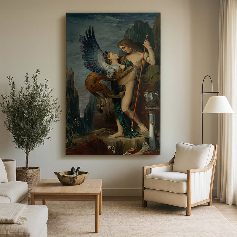 Œdipe et le sphinx - toile tendue par Gustave Moreau, 32 x 48