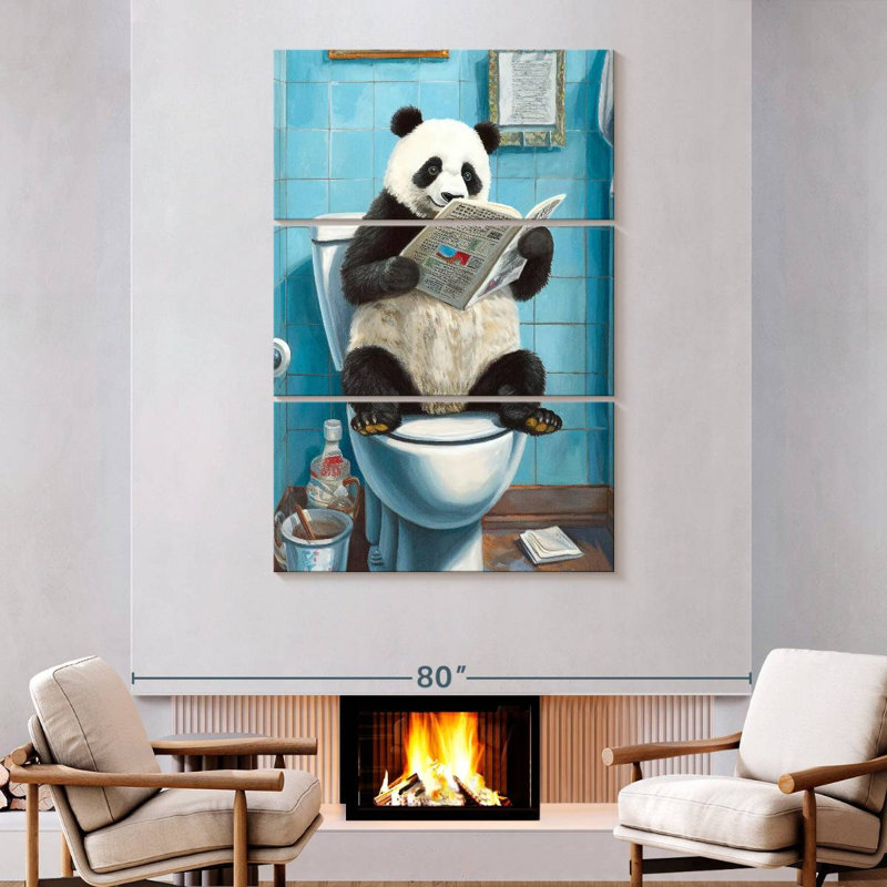 Ketti Panda On A Toilet, 57" H x 36" W