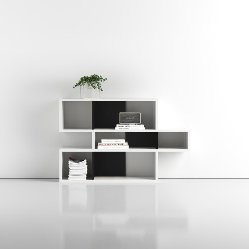 Geometric Bookcase, Matte White / Matte Black